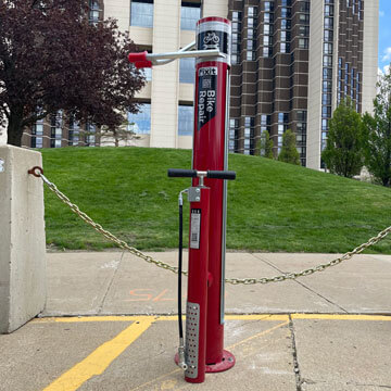 Bike repair station in front of Watterson.