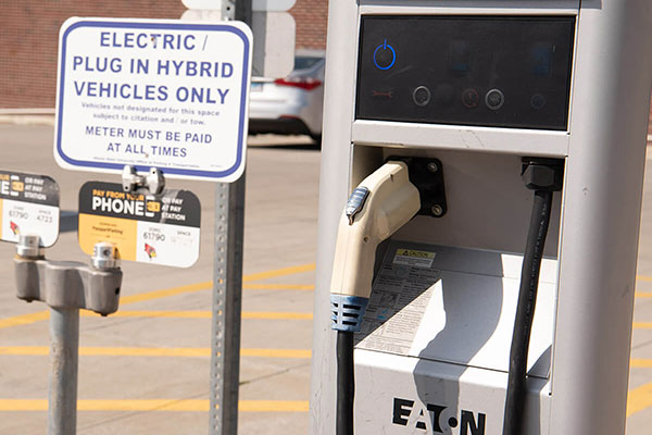 A hybrid recharging station on campus.