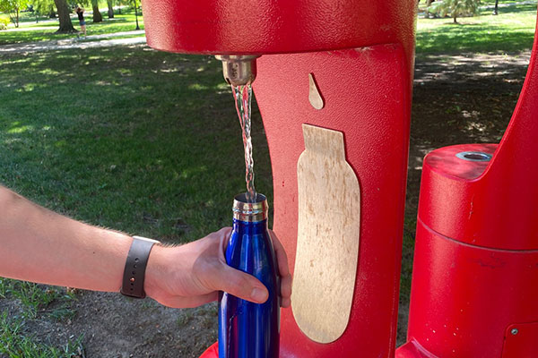 An outdoor water refilling station.