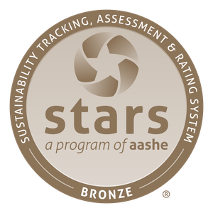 Sustainability Tracking, Assessment and Rating System. STARS a program of AASHE. Bronze logo. 