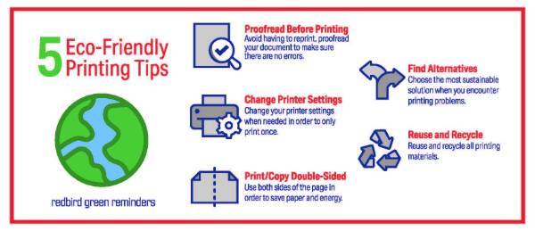 red Eco-Friendly Printing Tips sign