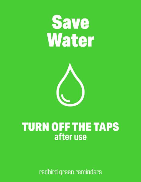 green Turn Off the Taps sign