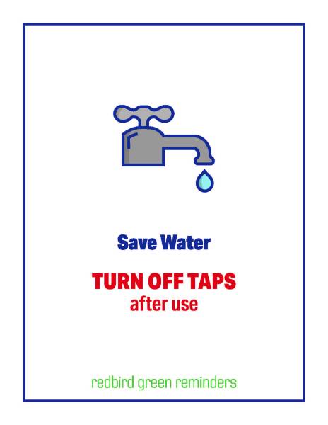 white Turn Off the Taps sign